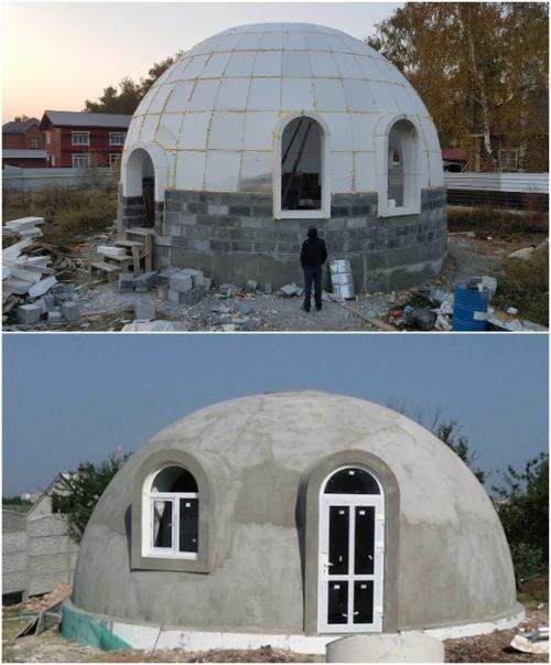 Дом из пенопластовых панелей.  Сборка дома из пенополистирола