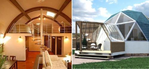 Что такое купольный дом с ангарами. Почему они удобнее прямоугольных Еще в прошлом веке знаменитый американский инженер и архитектор Ричард Бакминстер Фуллер обращал внимание на купольные дома и их аэродинамические свойства, на их экономность и удобство для жизни. Фуллер придумал структуру сферических конструкций, разбитых на треугольники. В 1970-х Америку просто захлестнула волна увлечения купольными домами. Сейчас же в разных странах мира используются десятки авторских вариантов и технологий строительства таких домов-полусфер. Всего на Земле установлено сотни тысяч купольных домов.