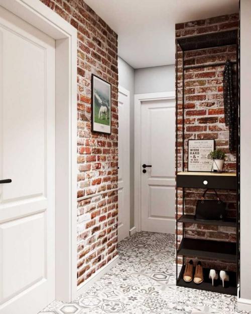 Белый кирпич в интерьере прихожей. Кирпич в прихожей — обзор лучших идей оформления и сочетания интерьера прихожей с кирпичными стенами