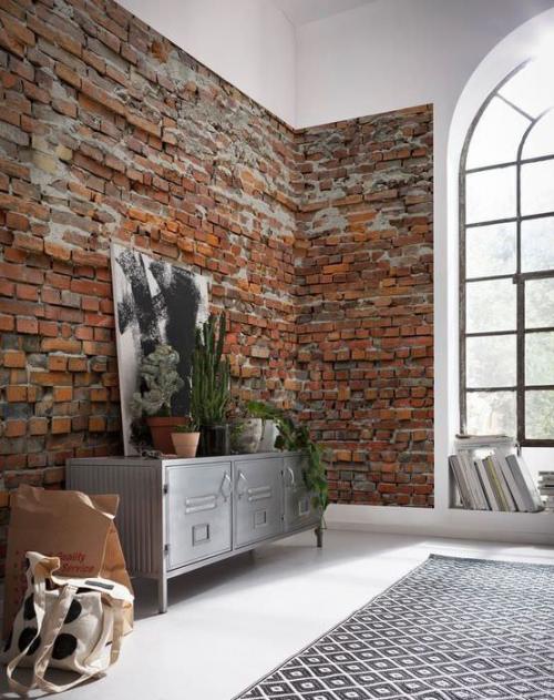 Обои под кирпич с чем комбинировать. Где применяют обои под кирпич