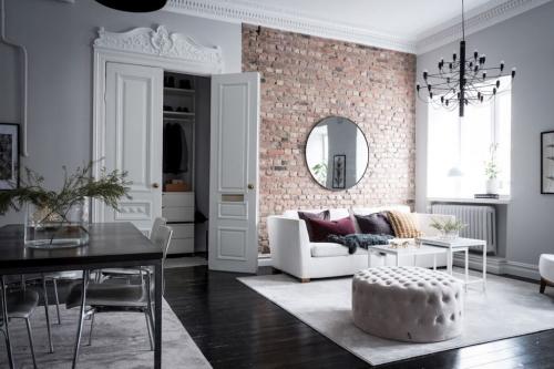 Декоративный кирпич в интерьере гостиной. Кирпич в гостиной — подойдет ли он для каждого дома?