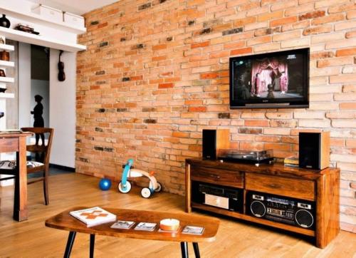 Стена из настоящего кирпича. Кирпич в интерьере: способы отделки 13 Стена из настоящего кирпича. Кирпич в интерьере: способы отделки 13