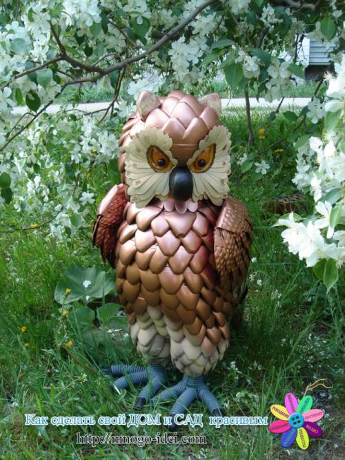 Что такое сова из пластиковых ложек. Филин из пластиковых бутылок, мастер класс.