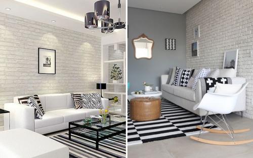 Декоративный кирпич в интерьере. В гостиной