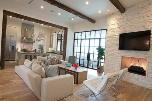 Белая кирпичная стена и обои. Идеи для декорирования