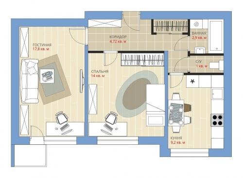 Типовые планировки двухкомнатных квартир. Планировка двухкомнатной квартиры: 13 оптимальных вариантов