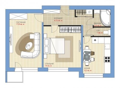 Типовые планировки двухкомнатных квартир. Планировка двухкомнатной квартиры: 13 оптимальных вариантов