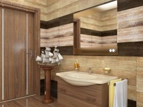 Плитка под дерево в ванной. Особенности 01