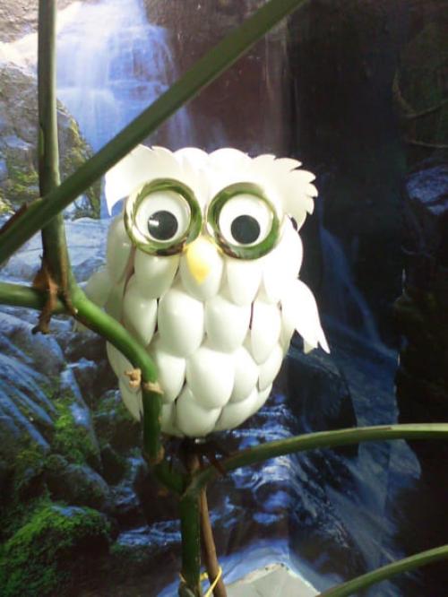 Делаем сову из пластиковой бутылки. Украшения для совы