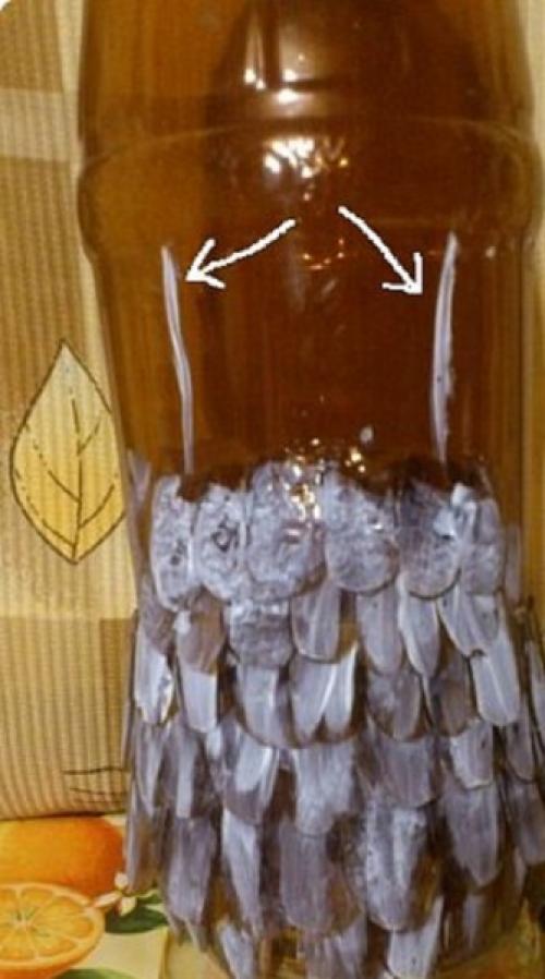 Сова из бутылки и дисков. Упрощенный вариант