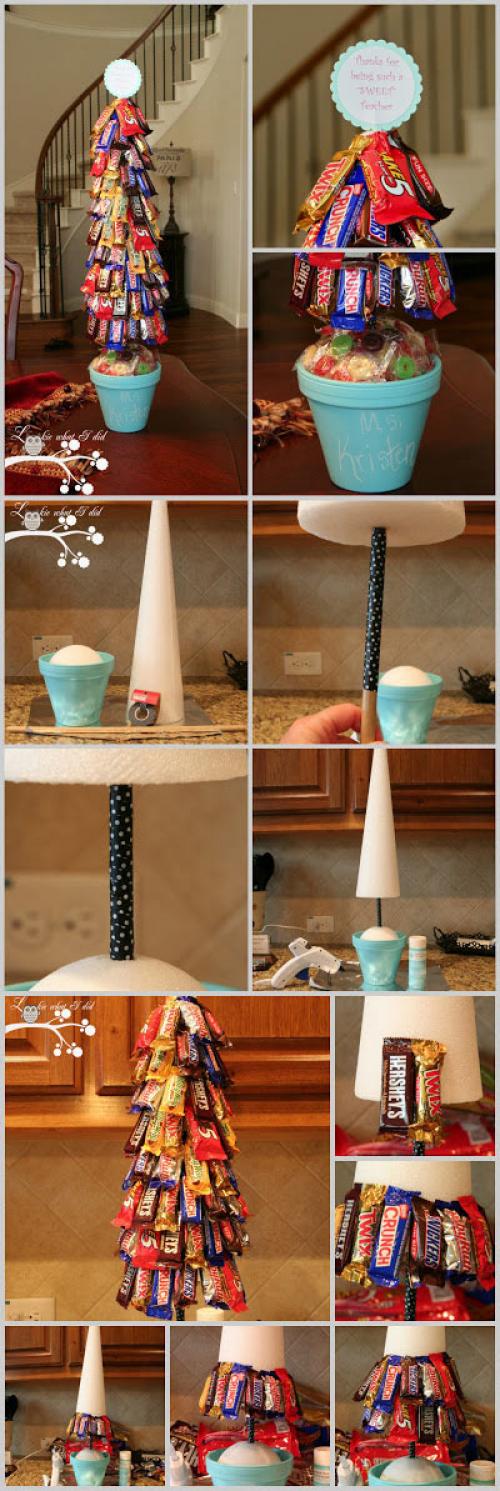 Новогодняя конфета из пластиковой бутылки. Елка из конфет своими руками: 25 пошаговых МК, как сделать конфетную елочку