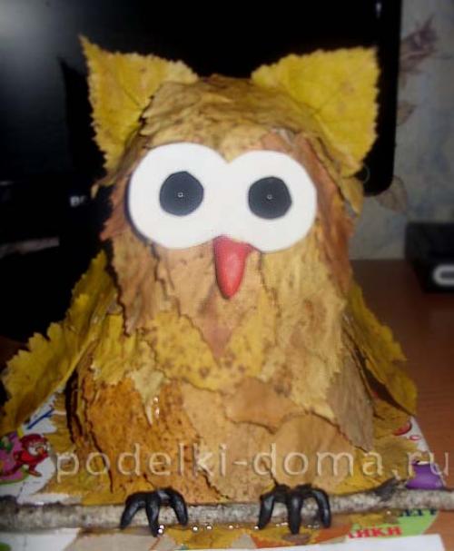 Как сделать сову из листьев. Поделка из листьев «Золотая совушка» Отредактирова. 2020