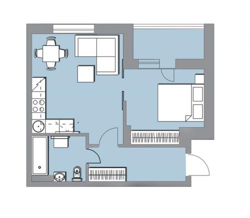Идеальная планировка однушки 40м2. Планировки однокомнатных квартир 40 м.кв. Часть 1