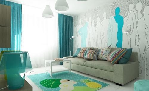 Бюджетный дизайн однокомнатной квартиры. Бюджетный дизайн интерьера для однокомнатной квартиры в мятных тонах