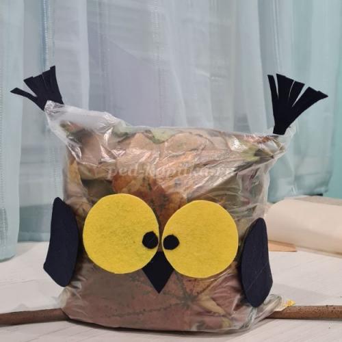 Поделка Сова из листьев и пластиковой бутылки. Поделка совы из втулки от туалетной бумаги. 27 Поделка Сова из листьев и пластиковой бутылки. Поделка совы из втулки от туалетной бумаги. 27