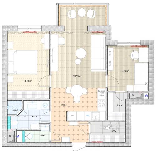 Как преобразить однокомнатную квартиру 40 кв.м в двухкомнатную: советы и идеи 13 Как преобразить однокомнатную квартиру 40 кв.м в двухкомнатную: советы и идеи 13