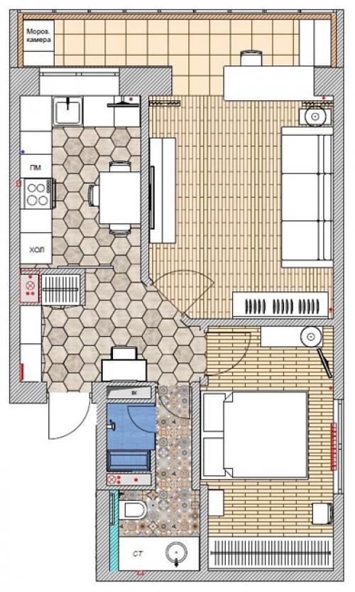 Как преобразить однокомнатную квартиру 40 кв.м в двухкомнатную: советы и идеи 19 Как преобразить однокомнатную квартиру 40 кв.м в двухкомнатную: советы и идеи 19