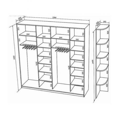 Встроенный шкаф-купе. Разработка дизайна и чертежа