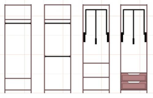 Наполнение шкафа с размерами. Внутреннее наполнение больших шкафов на примере чертежей и фото