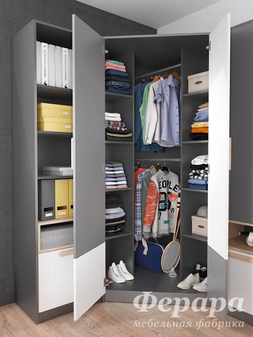 Угловой шкаф в спальню. Функции углового шкафа в спальне 08