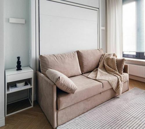 Интерьер квартиры - студии в пастельных тонах. 06