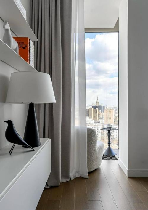 Сдержанная монохромная квартира в стиле минимализм в Москве. 03