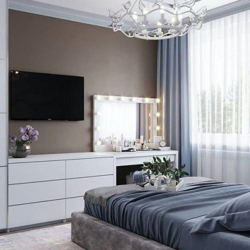 Спальная комната в небесно-голубых оттенках. 03