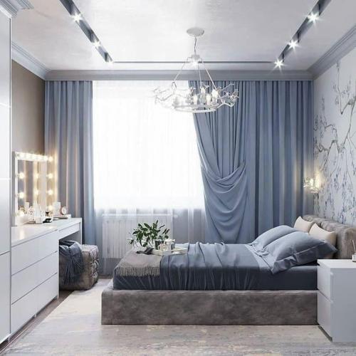 Спальная комната в небесно-голубых оттенках. 02