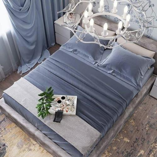 Спальная комната в небесно-голубых оттенках. 01