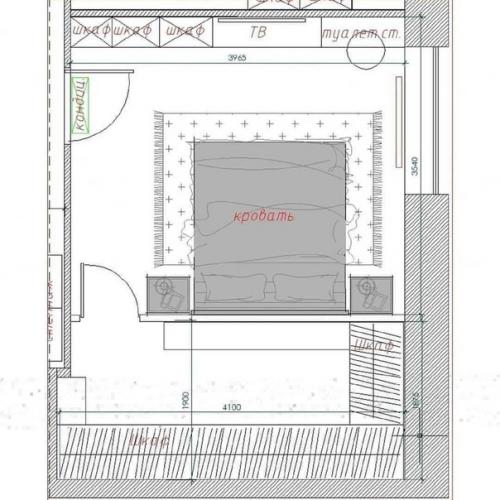 Спальная комната в небесно-голубых оттенках. 05