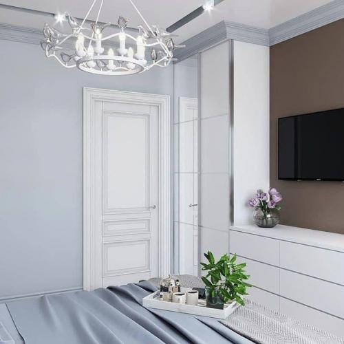 Спальная комната в небесно-голубых оттенках. 04