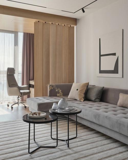 Уютный интерьер с простыми геометрическими формами. 03