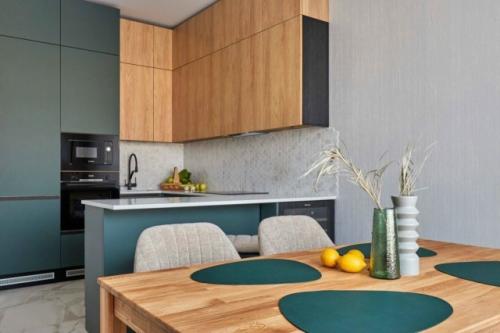 Эксклюзивная кухня в благородных зелёных оттенках. 02