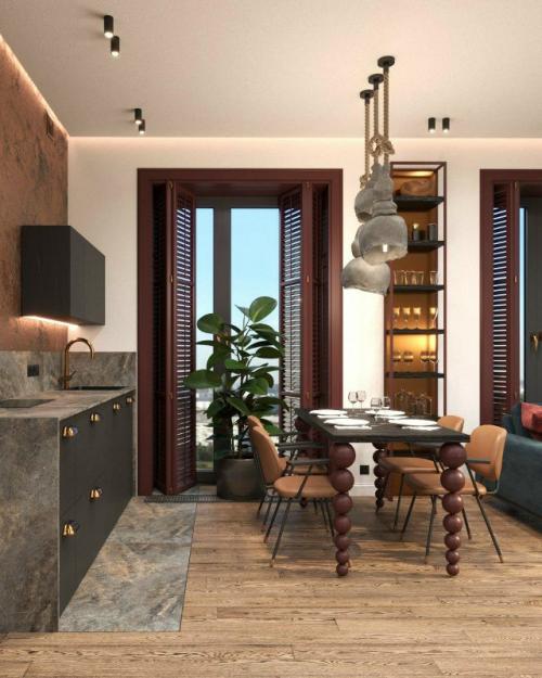 Смелый интерьер с характером для молодой пары. 01