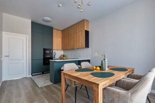 Эксклюзивная кухня в благородных зелёных оттенках. 04