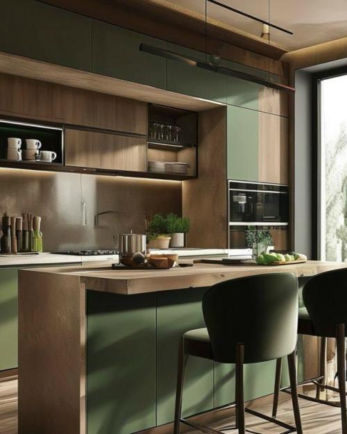 Зелёный и дерево: природный союз в интерьере. 03