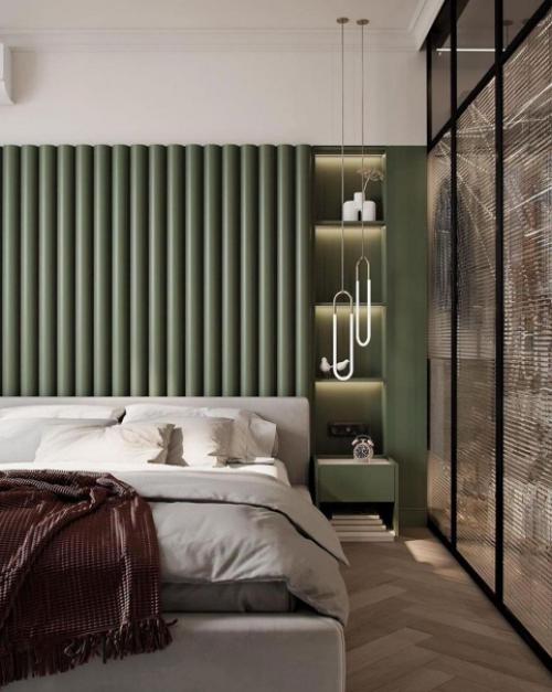Сочный зеленый. В дизайне спальни. 04