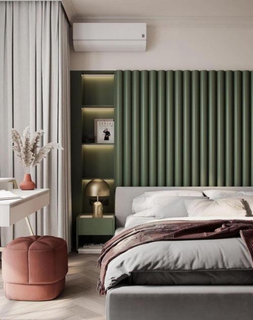 Сочный зеленый. В дизайне спальни.