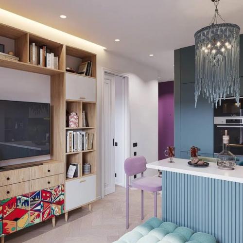 Яркий интерьер небольшой квартиры. 04