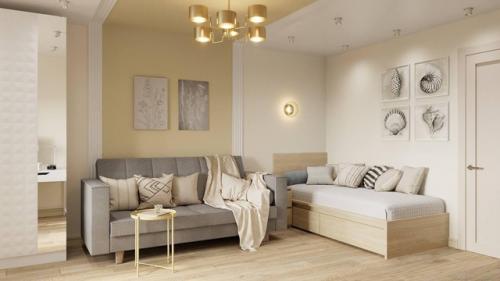 Тёплый интерьер для молодой пары. 08