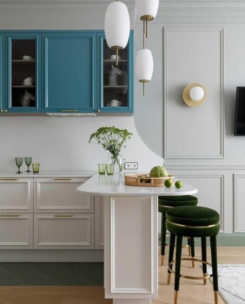 Интересное решение с несимметричной частью кухни. 02