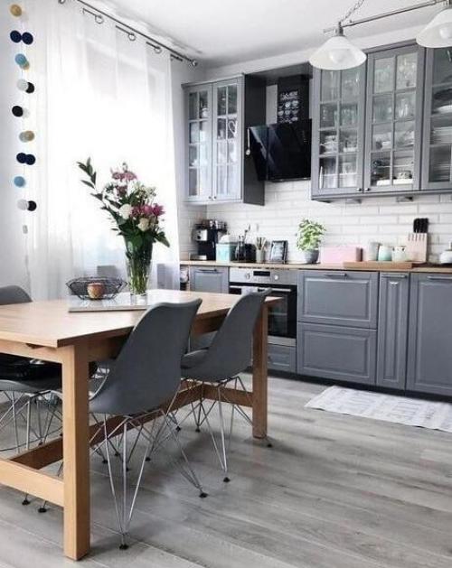 Серый цвет кухни. 01