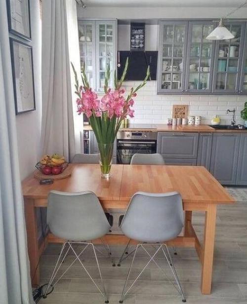 Серый цвет кухни.