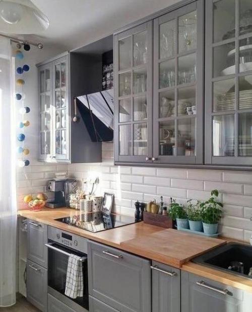 Серый цвет кухни. 02