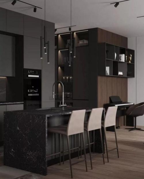 Современный интерьер. Выглядит очень стильно.