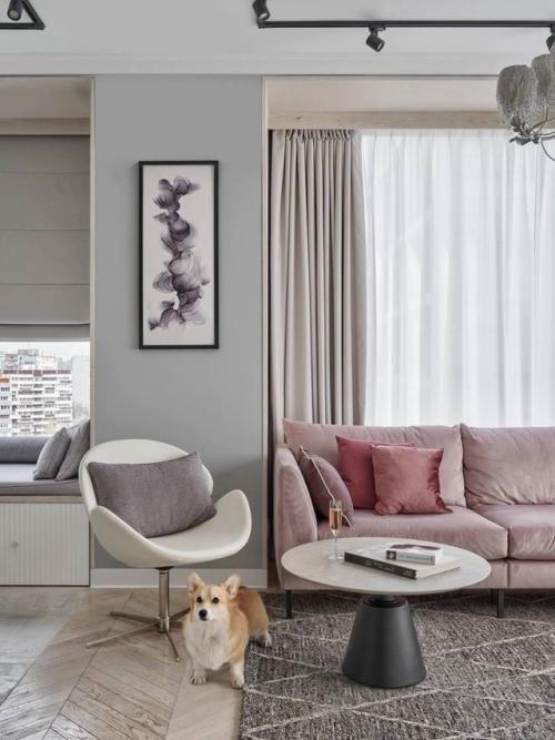 Жемчужно-серая квартира для семьи с ребёнком и собакой. 04