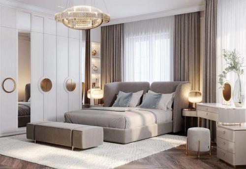 Современный интерьер спальной комнаты.