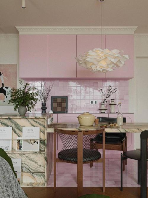 Яркий интерьер с розовыми акцентами. 02