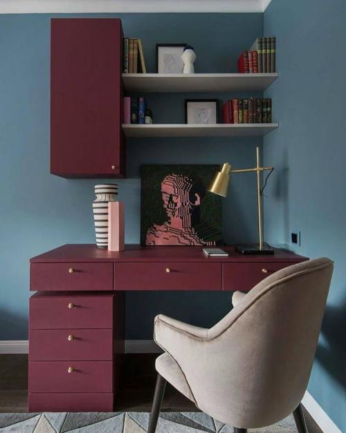 Бордовые и синие акценты: сильное сочетание. 05