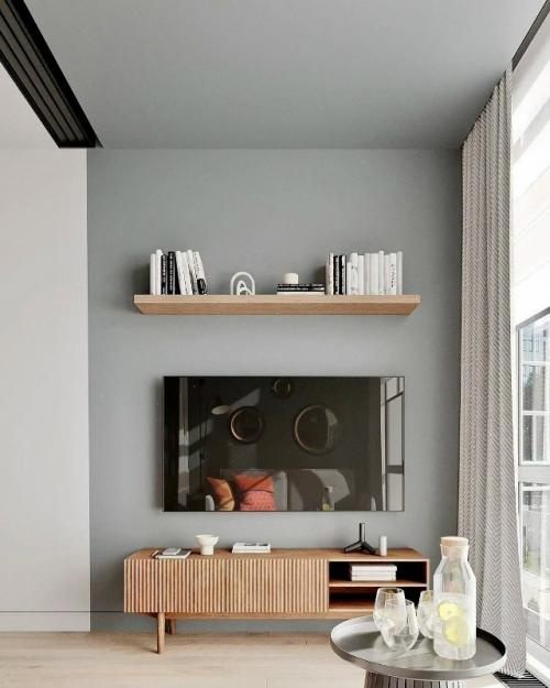 Небольшая студия с мягкой цветовой палитрой. 06